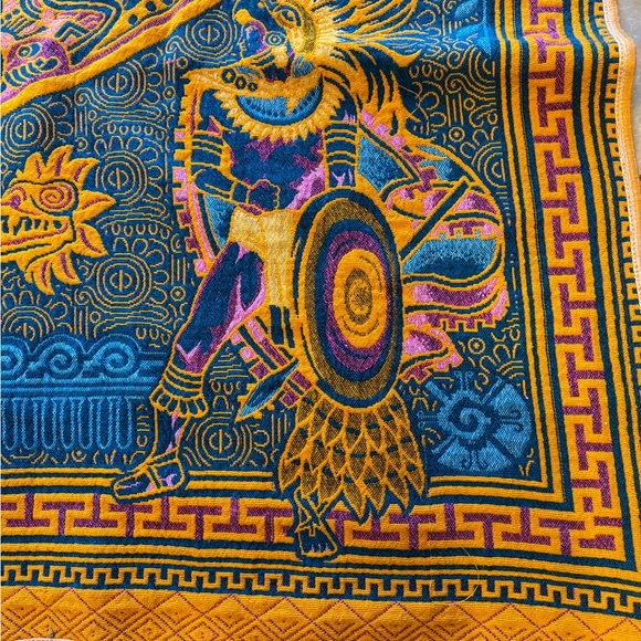Aztec Mexican rug/tapestry artisanal handcrafted size is 75 x 104 - Picture 3 of 9